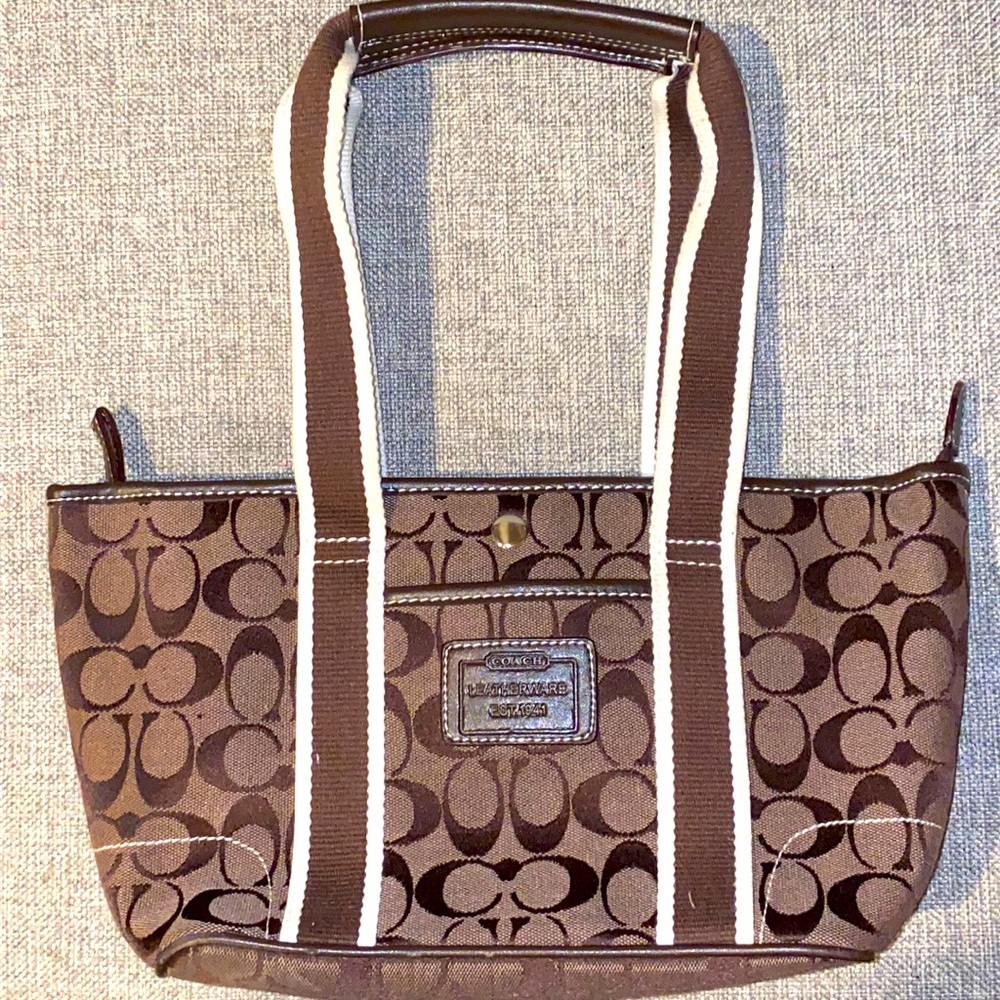 Coach Brown and Cream Shoulder Bag